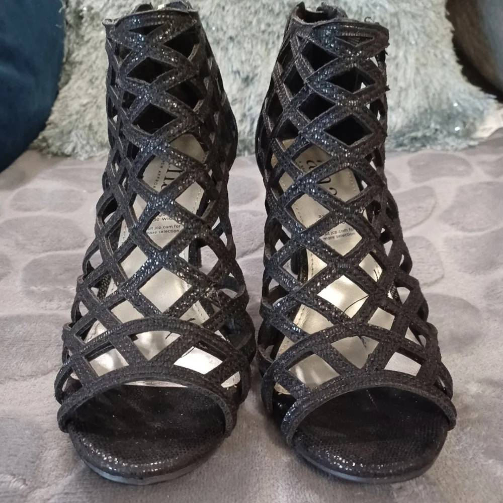 a.n.a Shoes Black Lattice Heeled Ankle Boots Booties Size 5 New - Picture 4 of 7